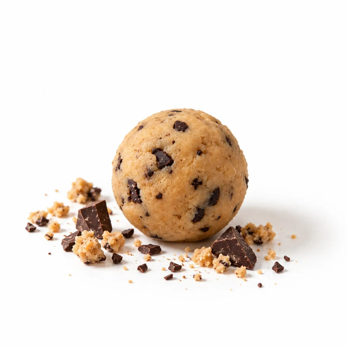 Cookie Dough Protein Ball with chocolate pieces from Emberly Bakery.