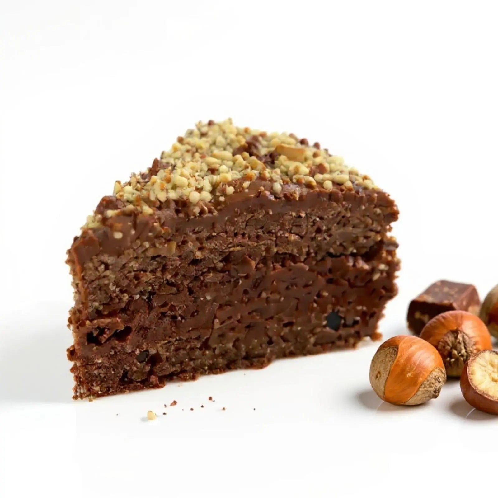 Emberly hazelnut chocolate protein cake slice