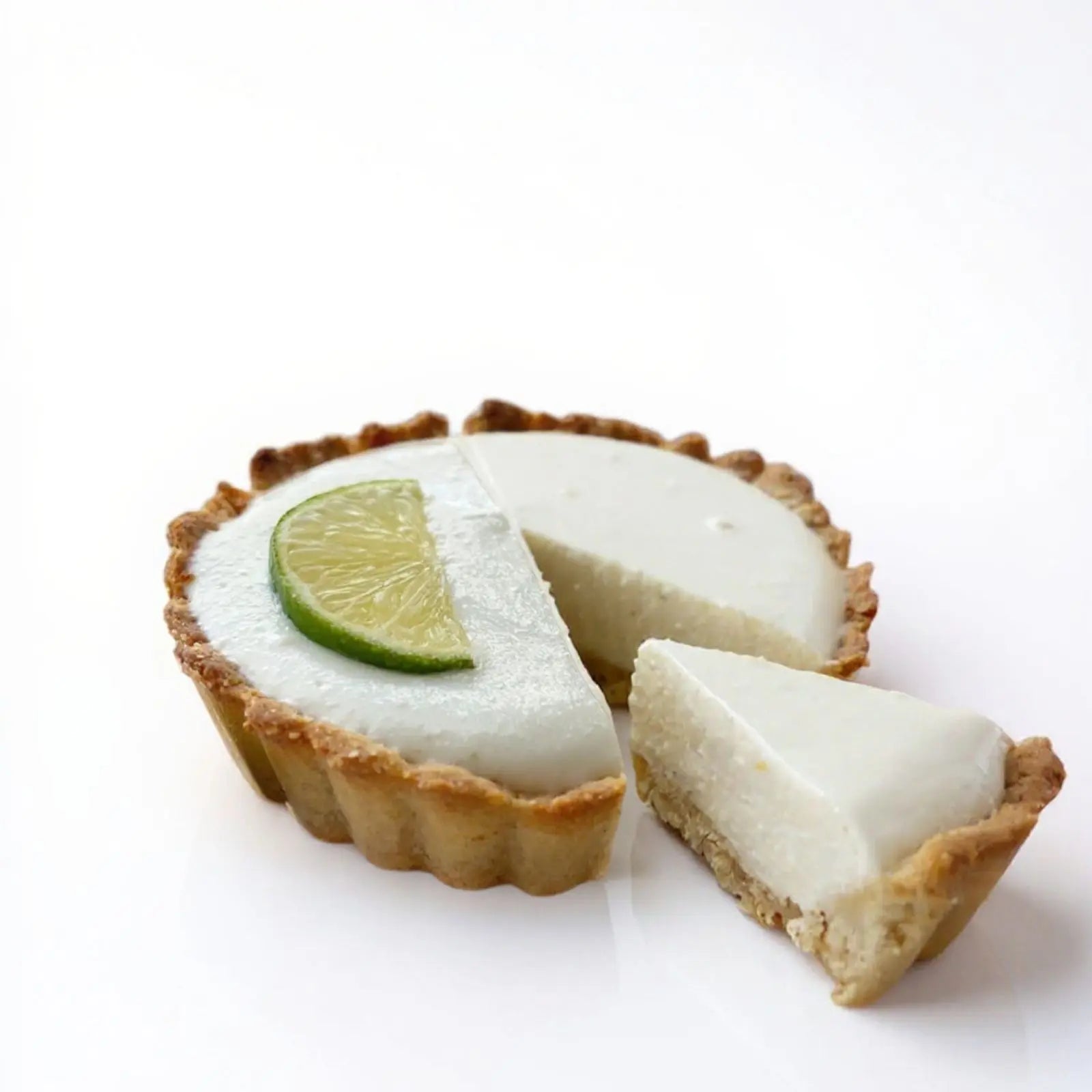 Emberly key lime protein cheesecake tart with lime slice