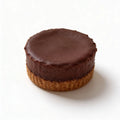 Mini chocolate protein cheesecake on a white background.
