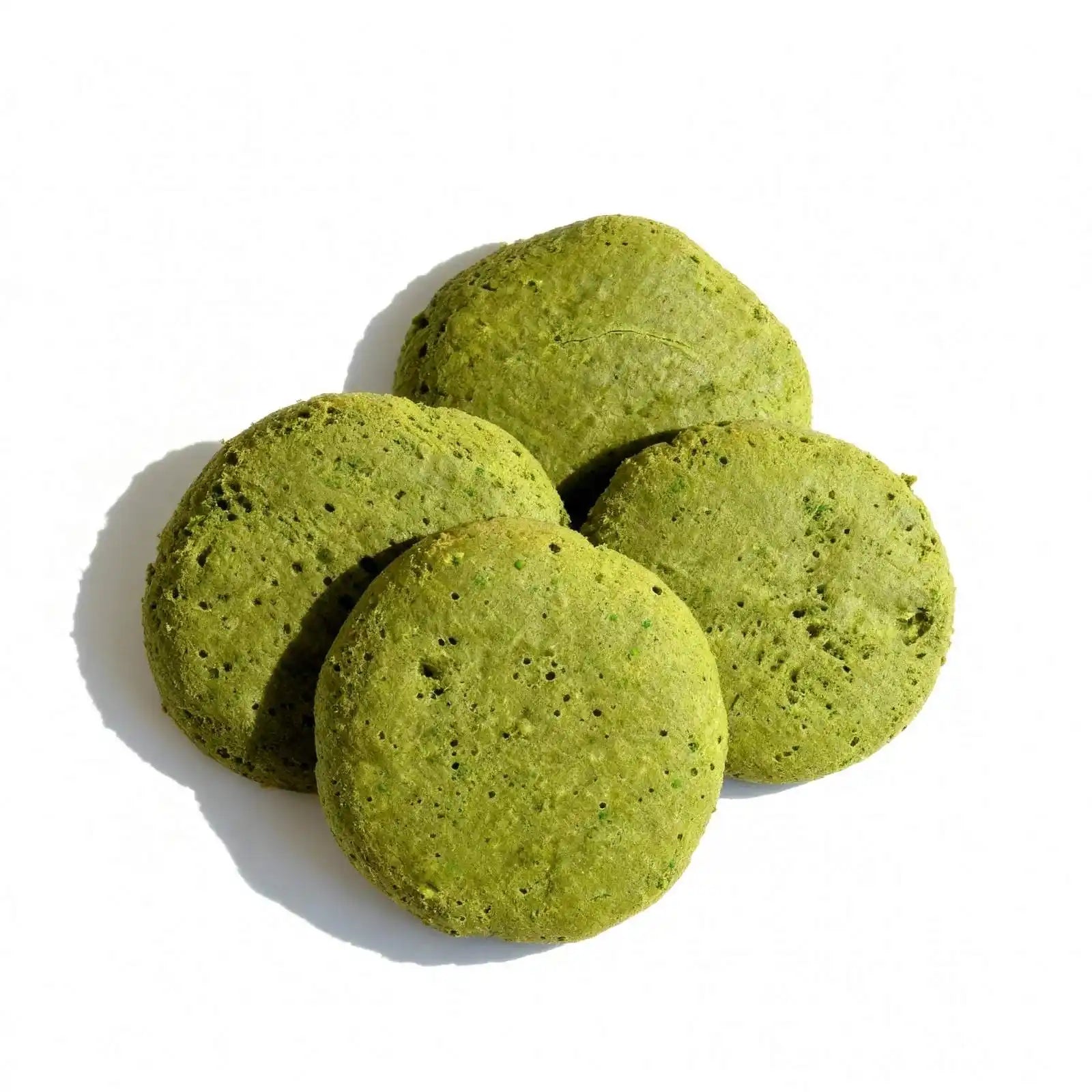 Four organic matcha cookies.